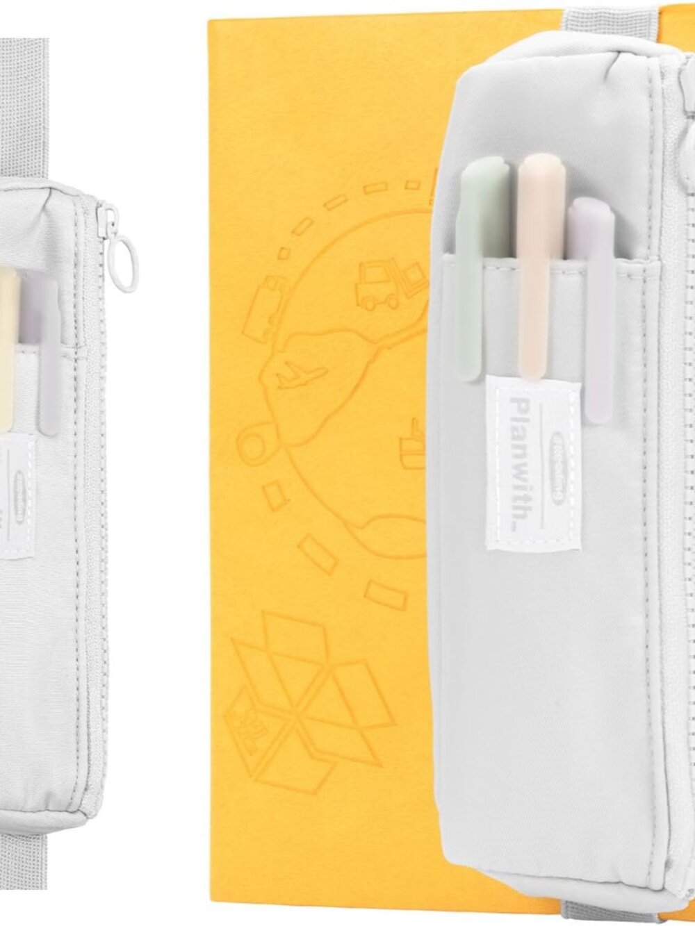 Slim Pen & Pencil Bag with Adjustable Elastic Band, Zipper Pouch for Makeup, Jou